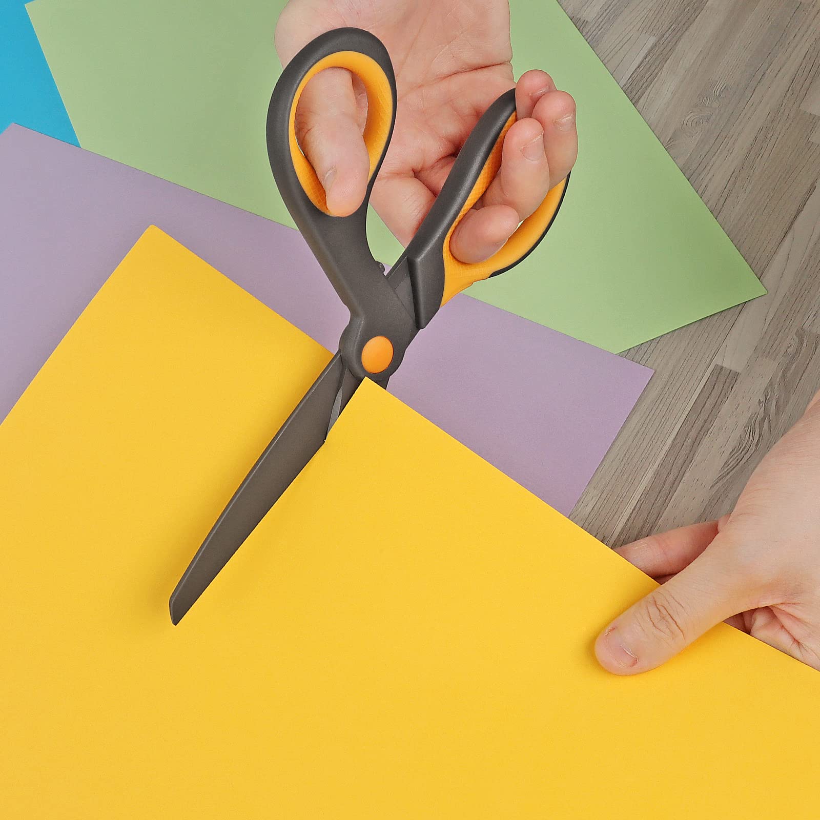 KUONIIY Scissors 8 Inch Ultra Sharp Titanium Coating Blades Soft Comfort-Grip Handles Multi-Purpose Scissors Set of 4 - 图片 7