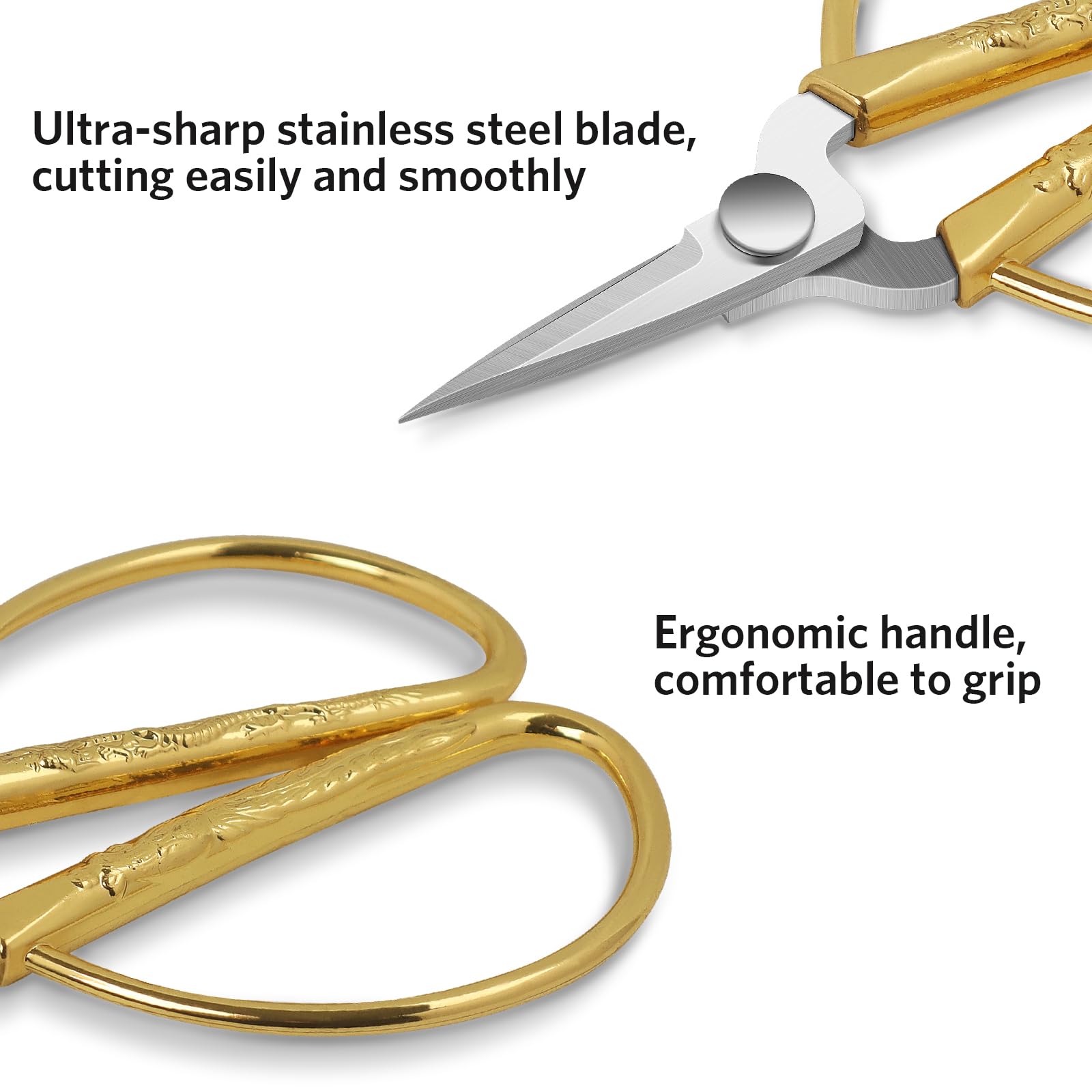 KUONIIY Premium Embroidery Scissors – Ultra Sharp Gold Craft Scissors for Sewing, Needlework & DIY - 图片 3