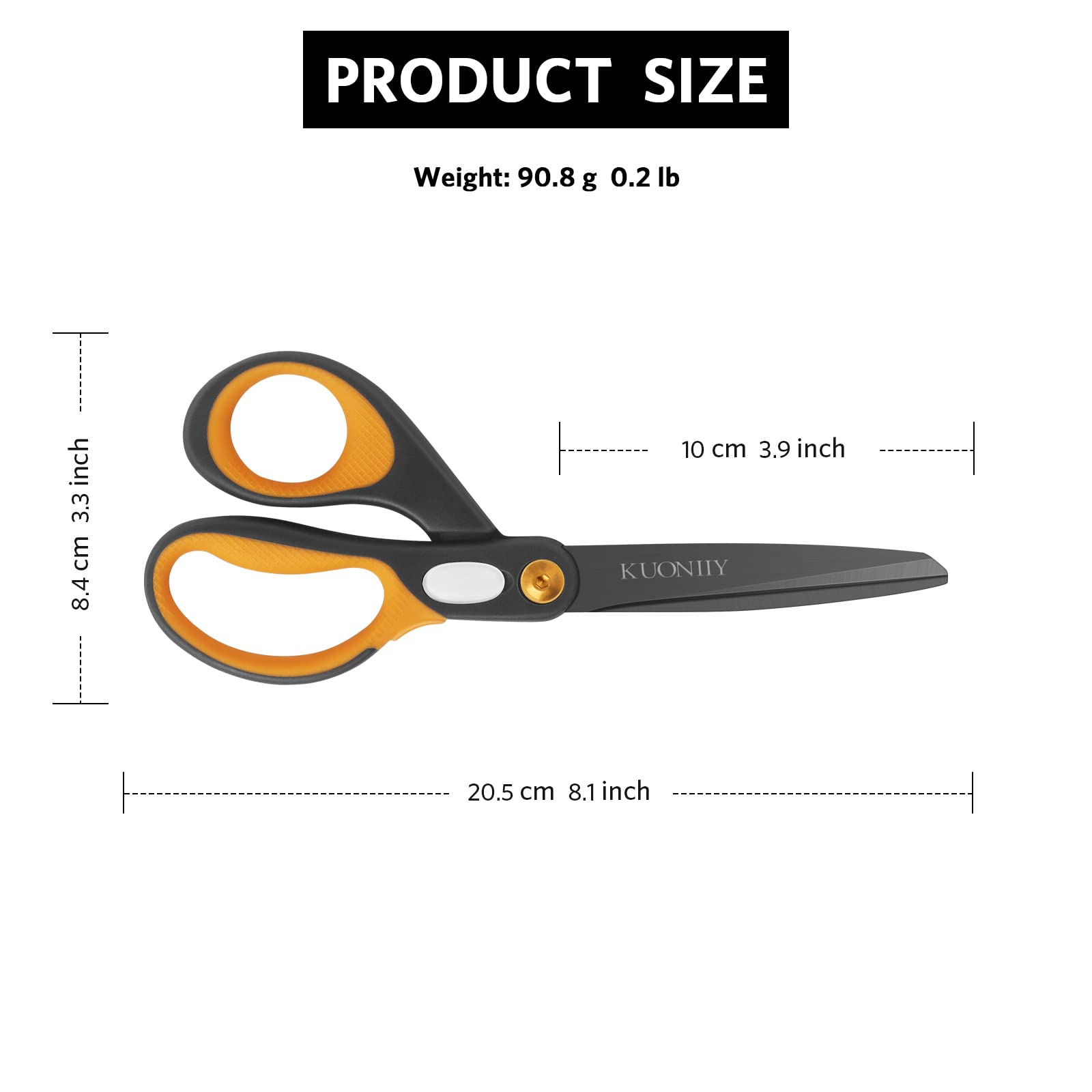 KUONIIY Scissors 8 Inch Ultra Sharp Titanium Coating Blades Soft Comfort-Grip Handles Multi-Purpose Scissors Set of 4 - 图片 5
