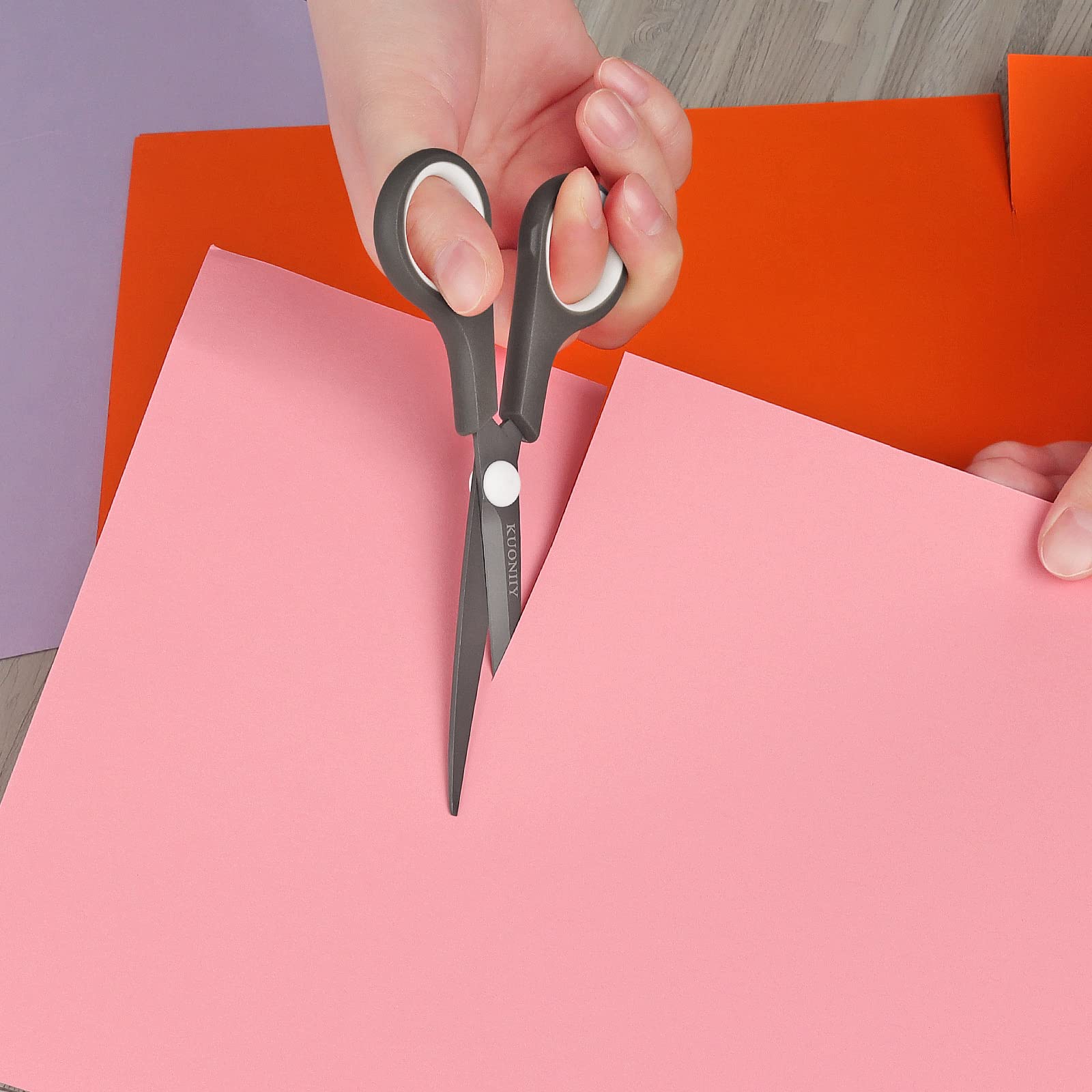 KUONIIY Scissors Ultra Sharp Titanium Coating Blades Soft Comfort-Grip Handles Multi-Purpose Scissors, 6 Inch - 图片 5