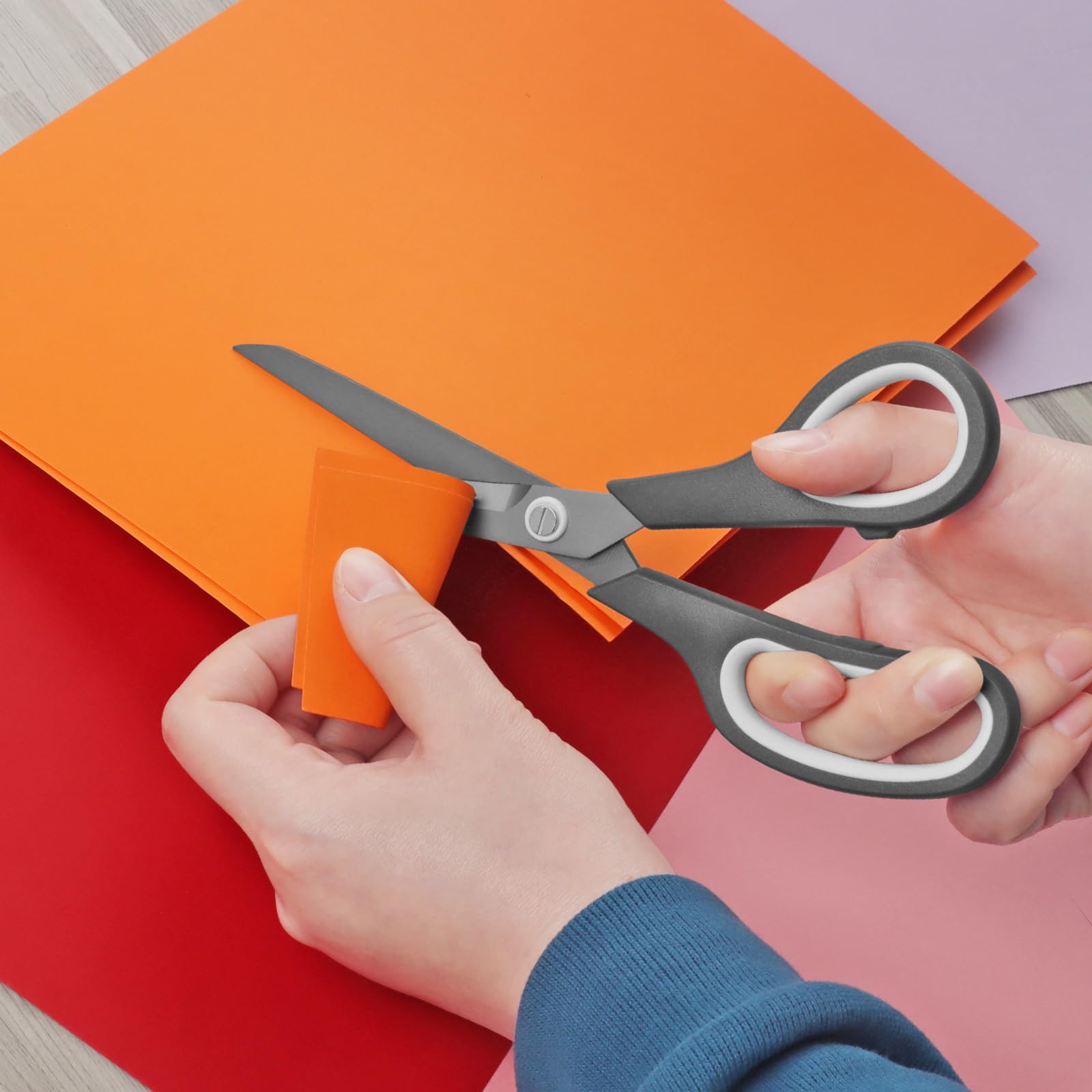 KUONIIY Scissors Ultra Sharp Titanium Coating Blades Soft Comfort-Grip Handles Multi-Purpose Scissors Set of 5 - 图片 2