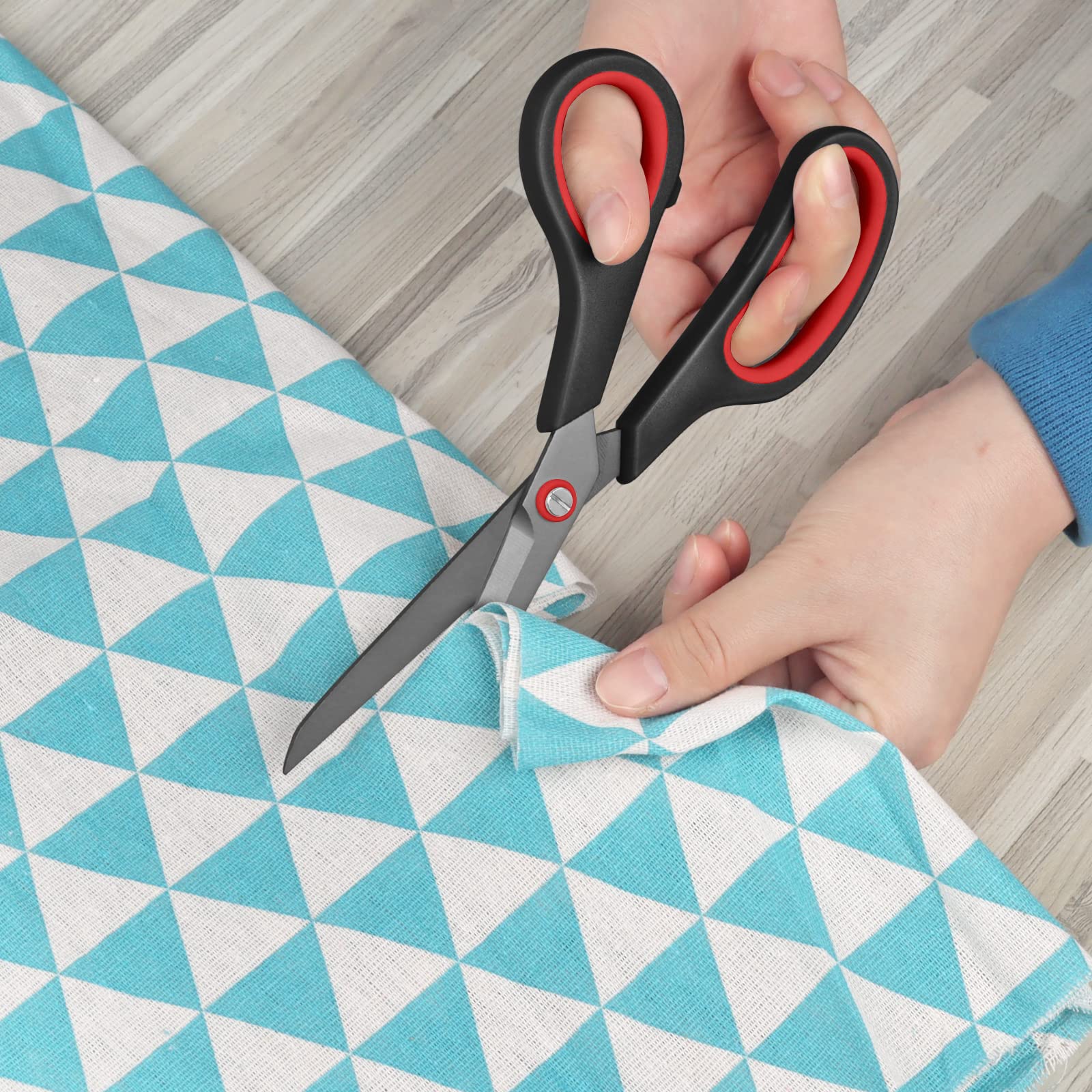 KUONIIY Scissors Ultra Sharp Titanium Coating Blades Soft Comfort-Grip Handles Multi-Purpose Scissors, BlackRed, 8 Inch - 图片 4
