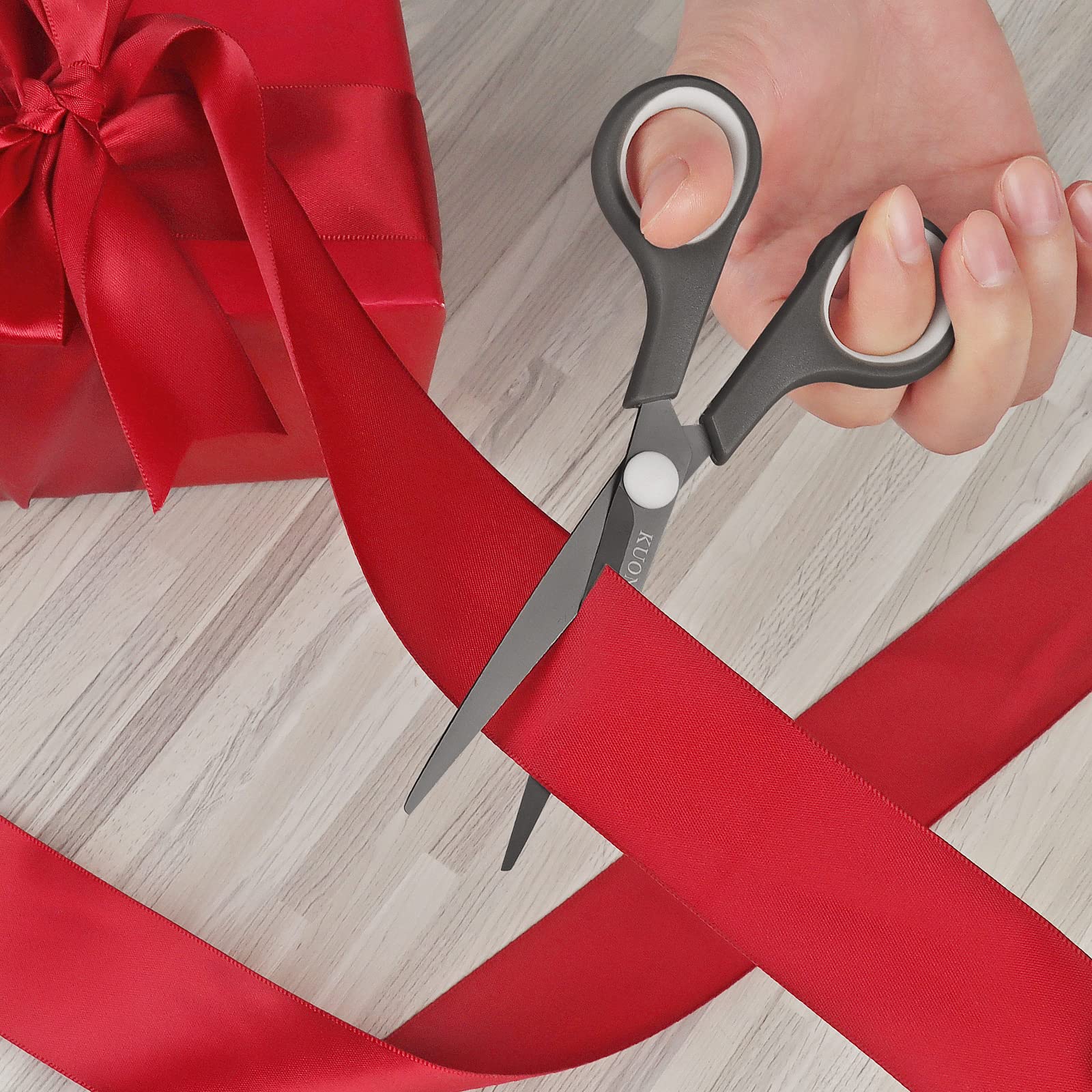 KUONIIY Scissors Ultra Sharp Titanium Coating Blades Soft Comfort-Grip Handles Multi-Purpose Scissors, 6 Inch - 图片 6