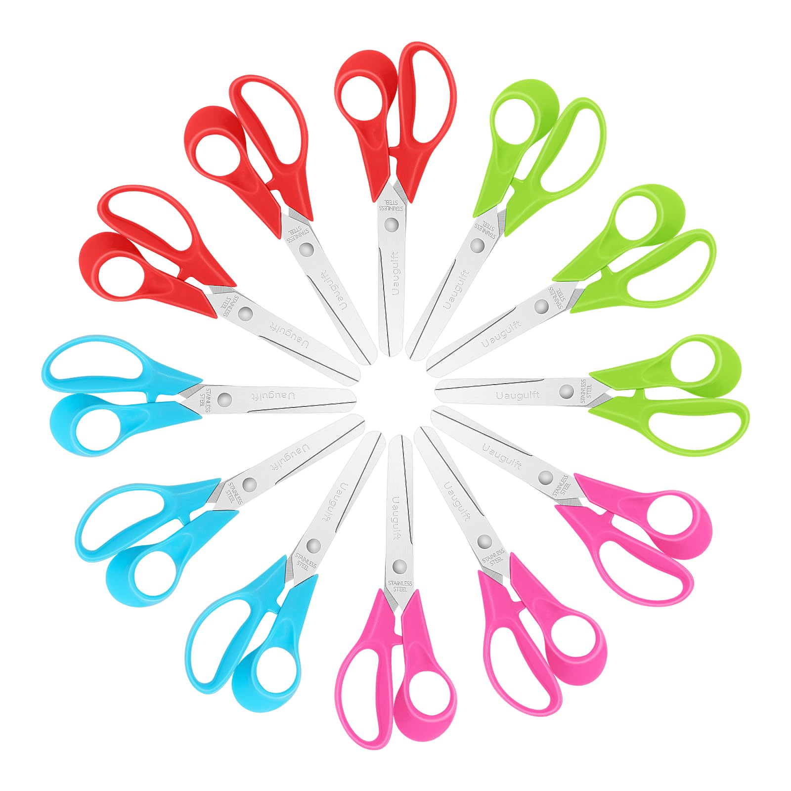 Kid Scissors, Safety Children Scissors with Stainless Steel Blunt Tip Blades and Ergonomic Handle, Great for School and Classrooms, Multiple Colors, 5 inch, 12 Pcs