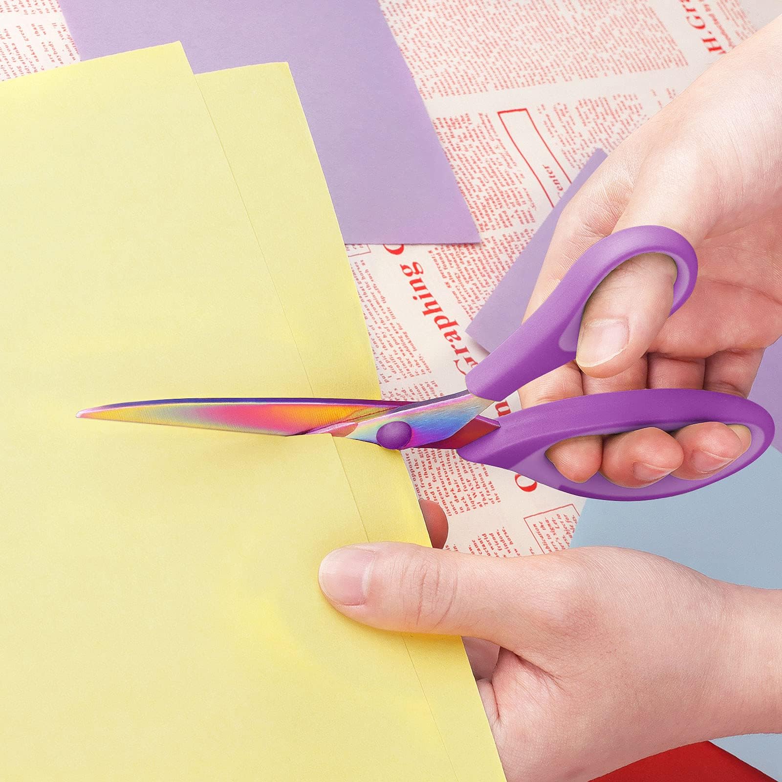Multi-Purpose Scissors Set of 3, Titanium Blades, Soft Grip Handle, Purple - 图片 3