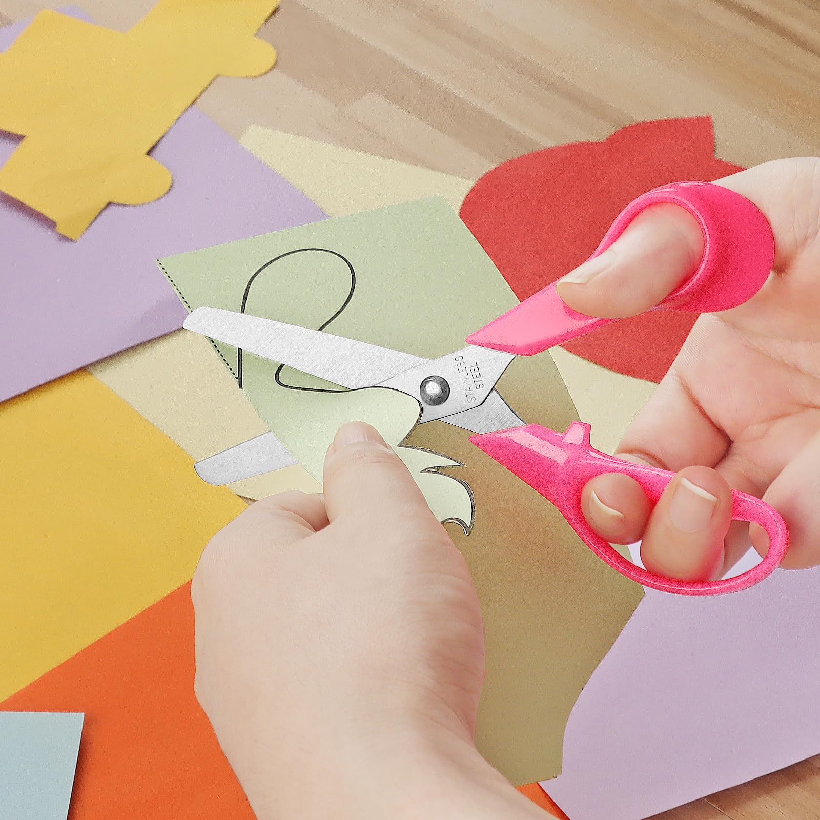 Kid Scissors, Safety Children Scissors with Stainless Steel Blunt Tip Blades and Ergonomic Handle, Great for School and Classrooms, Multiple Colors, 5 inch, 12 Pcs - 图片 4