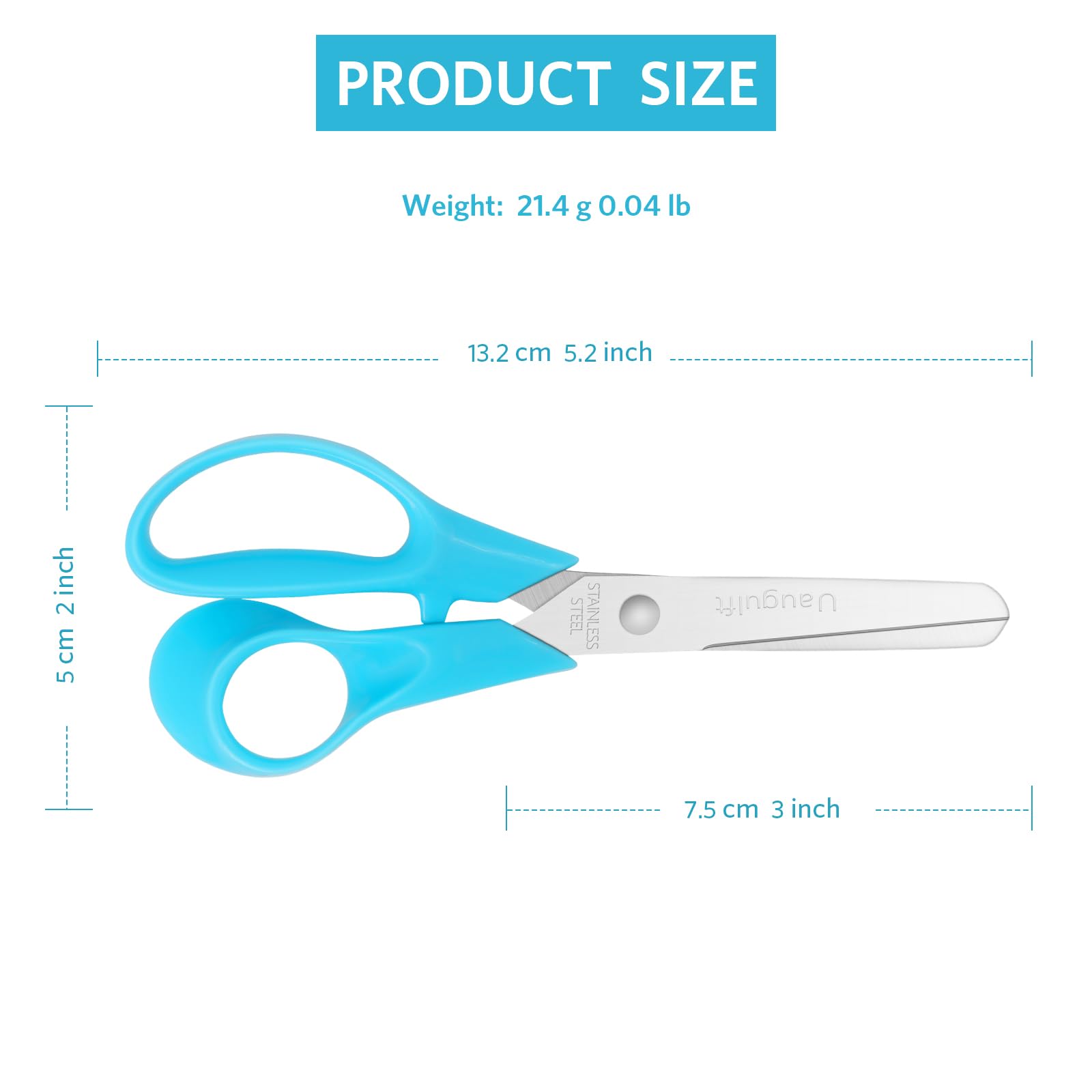 Kid Scissors, Safety Children Scissors with Stainless Steel Blunt Tip Blades and Ergonomic Handle, Great for School and Classrooms, Multiple Colors, 5 inch, 12 Pcs - 图片 3