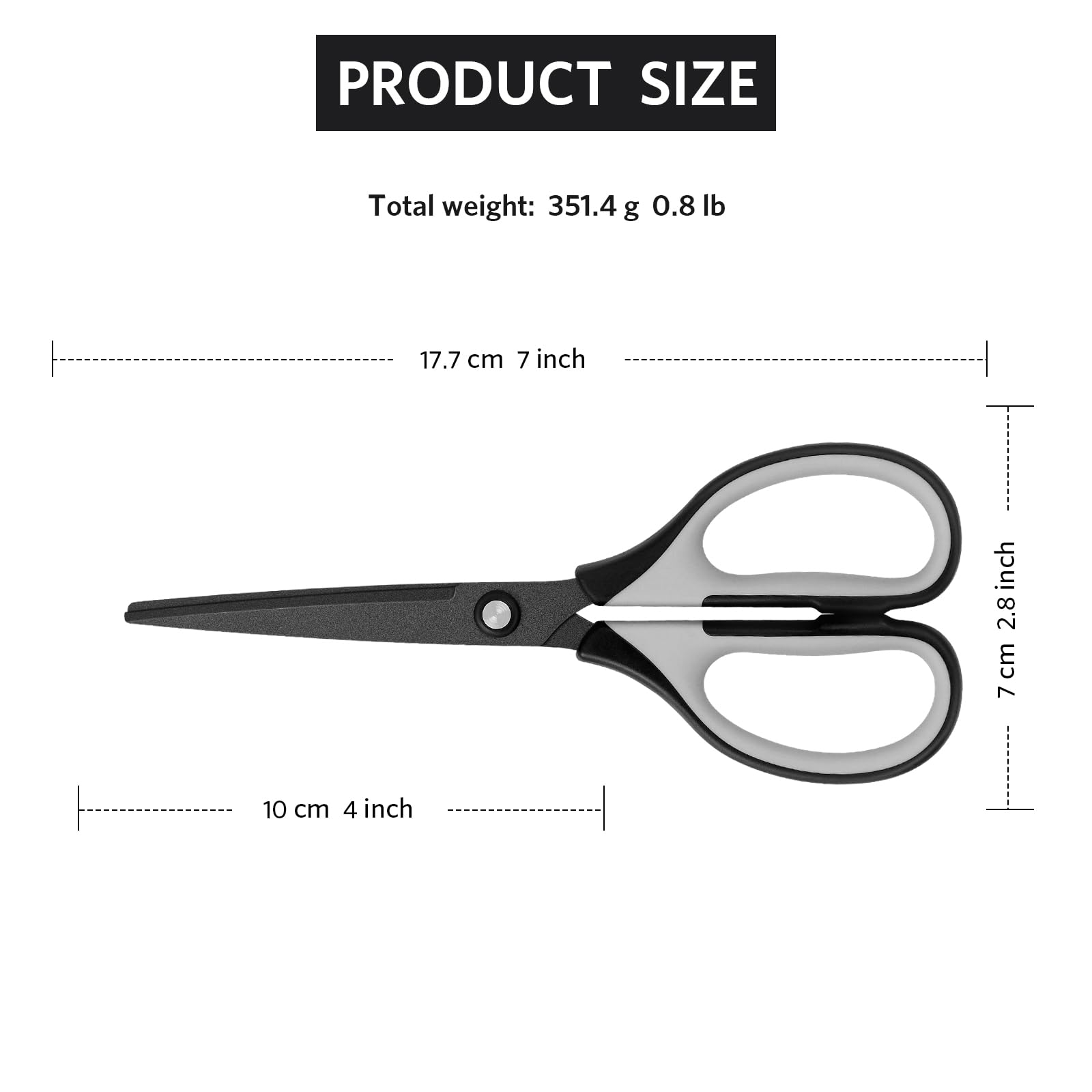 Scissors, Stainless Steel Professional Multi-Purpose Scissors with with Titanium Coated Blades, Soft Grip Handle, Grey Black, 6 Pieces Set - 图片 4