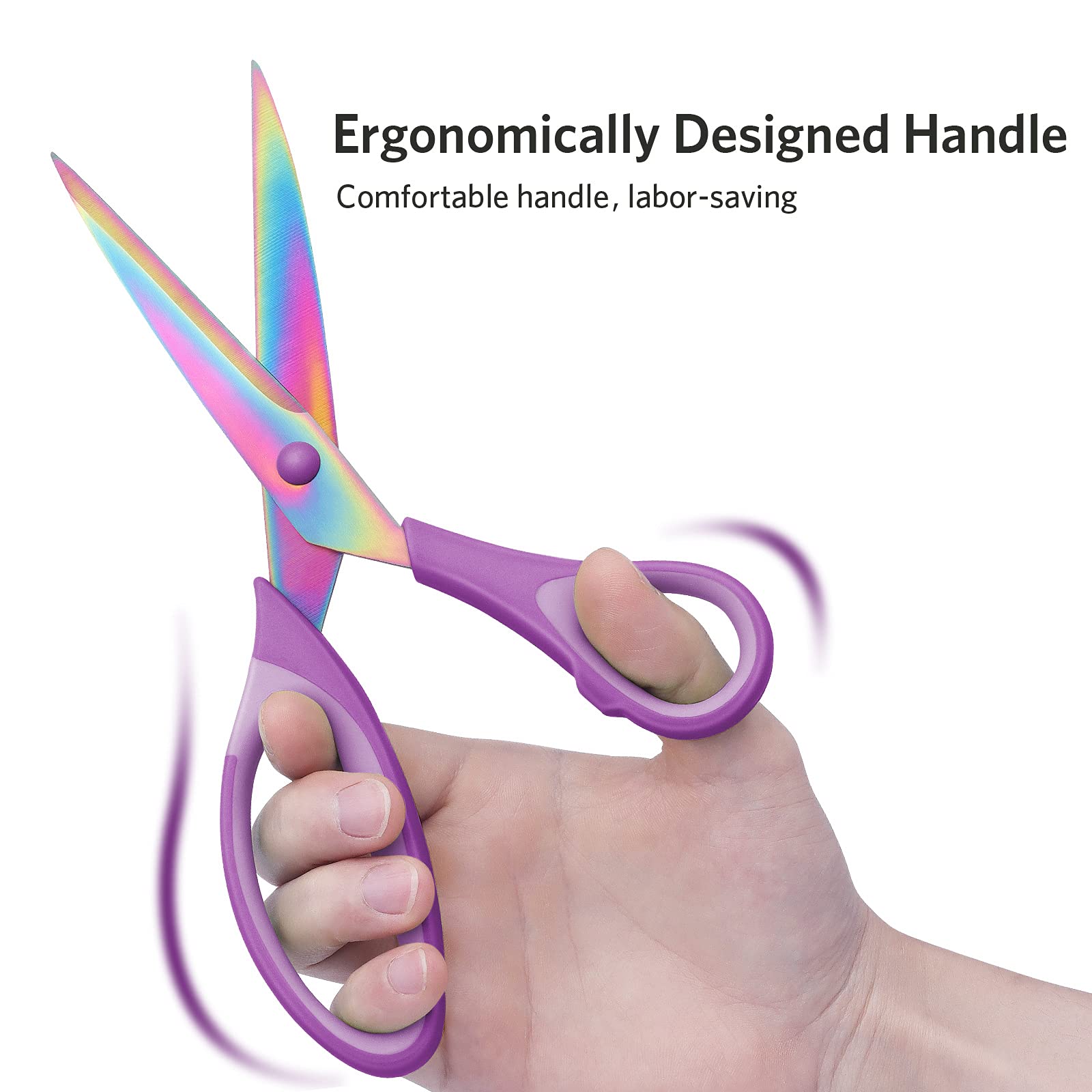 Multi-Purpose Scissors Set of 3, Titanium Blades, Soft Grip Handle, Purple - 图片 5