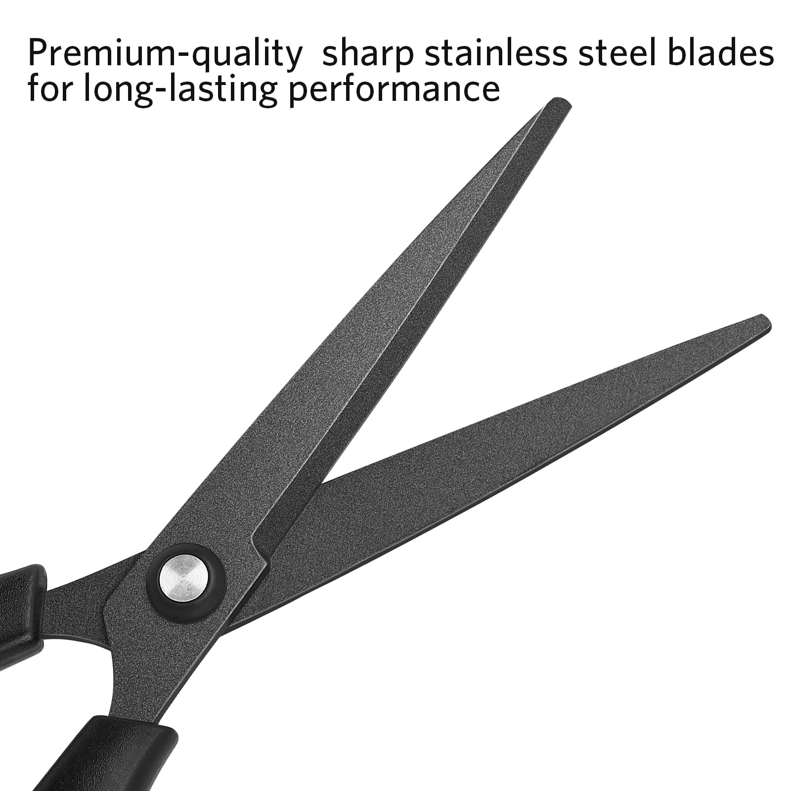 Scissors, Stainless Steel Professional Multi-Purpose Scissors with with Titanium Coated Blades, Soft Grip Handle, Grey Black/All Black, 4 Pieces Set - 图片 5