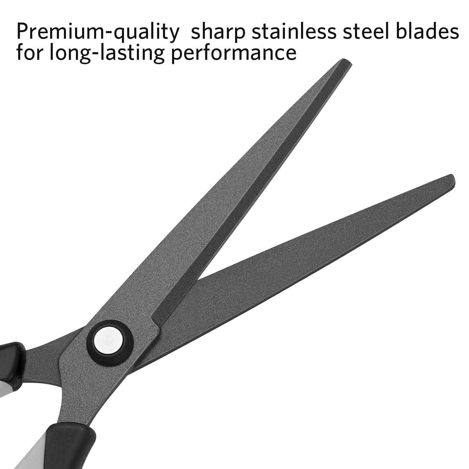 Scissors, Stainless Steel Professional Multi-Purpose Scissors with with Titanium Coated Blades, Soft Grip Handle, Grey Black, 6 Pieces Set - 图片 5