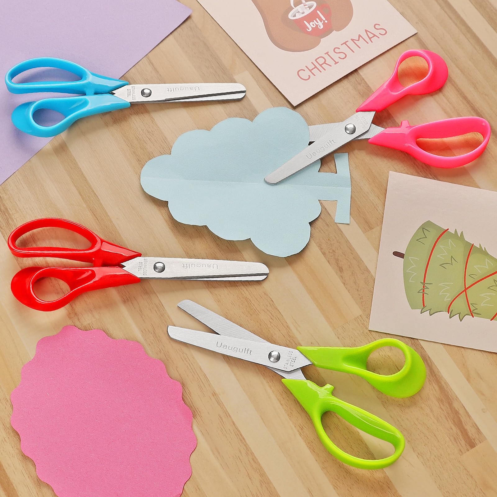 Kid Scissors, Safety Children Scissors with Stainless Steel Blunt Tip Blades and Ergonomic Handle, Great for School and Classrooms, Multiple Colors, 5 inch, 12 Pcs - 图片 6