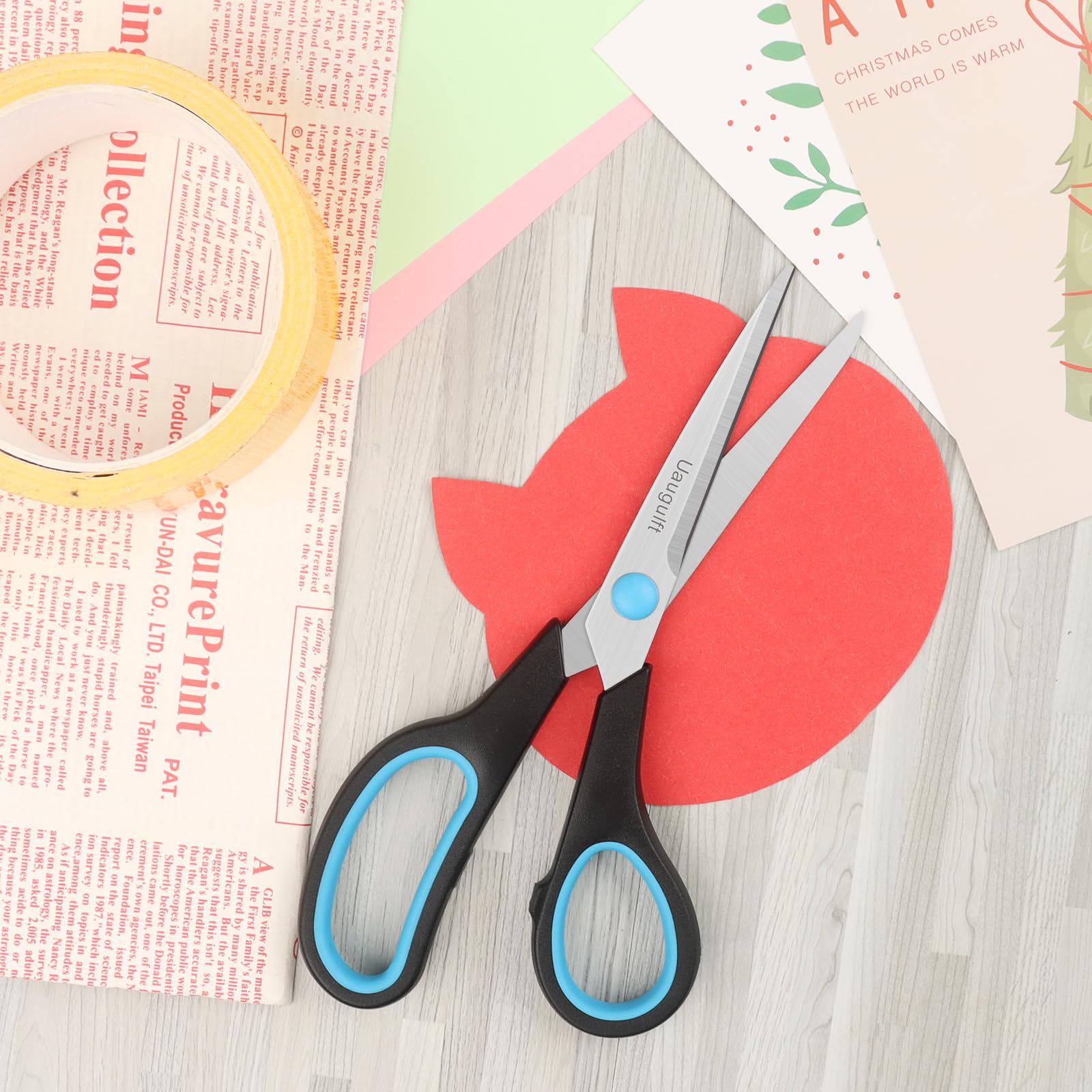 Scissors, Stainless Steel Paper Multi-Purpose Scissors with Soft Grip Handle, Blue Black, 7 Inch - 图片 8